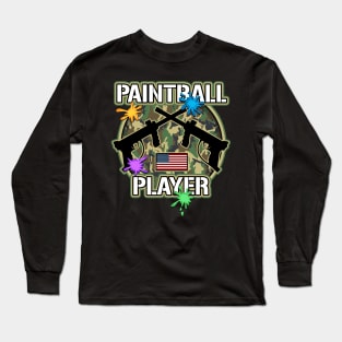 Paintball Player Paint Splatter Camouflage Long Sleeve T-Shirt